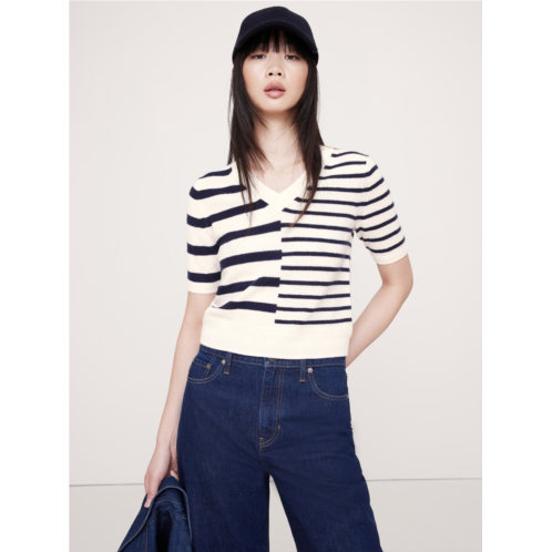 Bananarepublic Lightweight Cashmere V-Neck Short-Sleeve Sweater