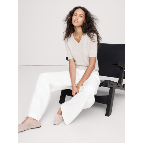 Bananarepublic Lightweight Cashmere V-Neck Short-Sleeve Sweater