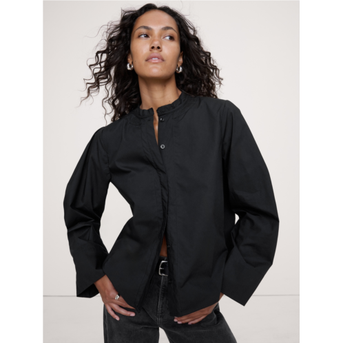 Bananarepublic Cotton Poplin Banded-Collar Top