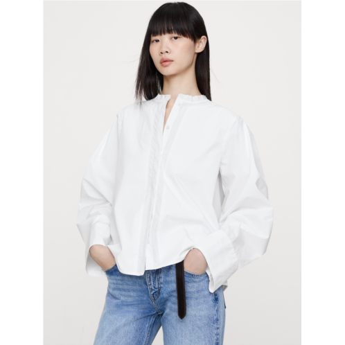 Bananarepublic Cotton Poplin Banded-Collar Top