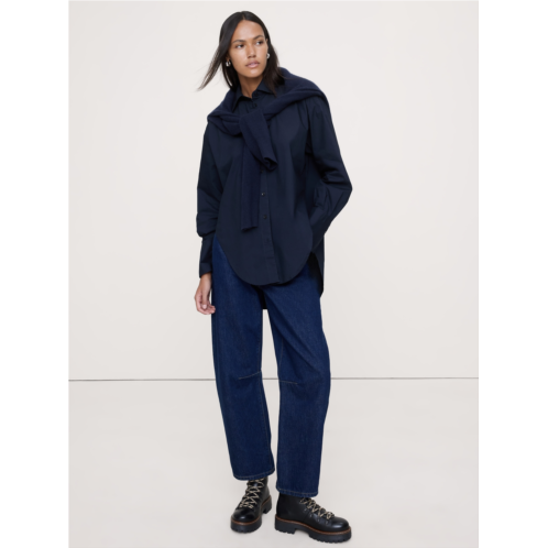 Bananarepublic Cotton Poplin Curve-Hem Shirt