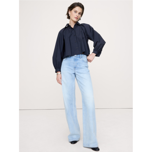 Bananarepublic Cotton Poplin Balloon-Sleeve Shirt