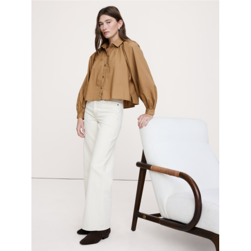 Bananarepublic Cotton Poplin Balloon-Sleeve Shirt