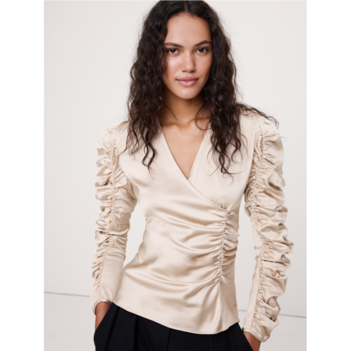 Bananarepublic Stretch-Satin Ruched Top