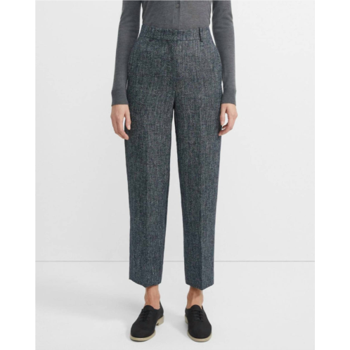 Theory high waist straight ankle crop career pants in black white