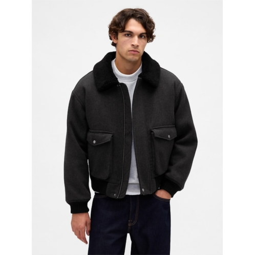 Gap Wool-Blend Relaxed Bomber Jacket
