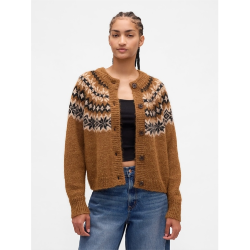 Gap Fuzzy Fair Isle Cardigan Sweater