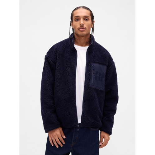 Gap Recycled Sherpa Oversized Logo Zip Jacket