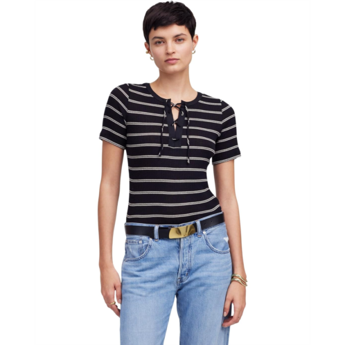 Madewell Lace Up Short Sleeve Stripe