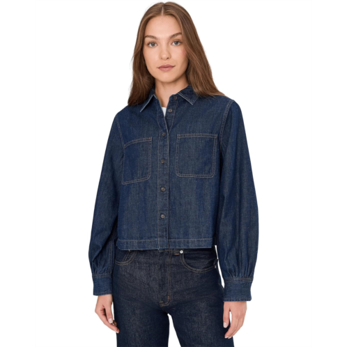 Madewell Long Sleeve Sculptural Sleeve Top In Rinse Wash