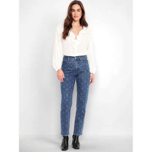 OldNavy Extra High-Waisted Textured Straight Jeans