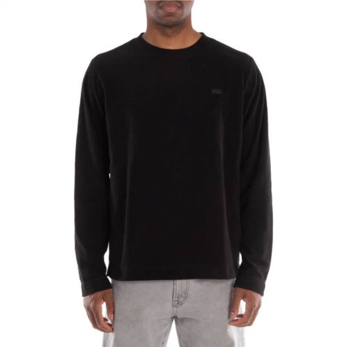 Rains mens black addis fleece crewneck sweatshirt