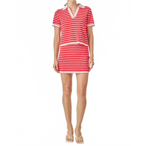 English Factory lila scallop knit skirt in red