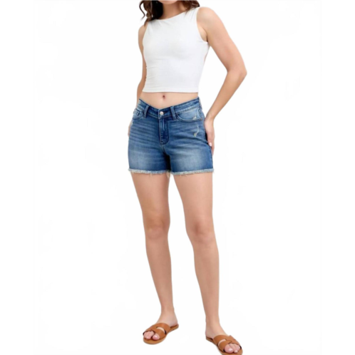 Judy Blue v-front shield pocket shorts in blue