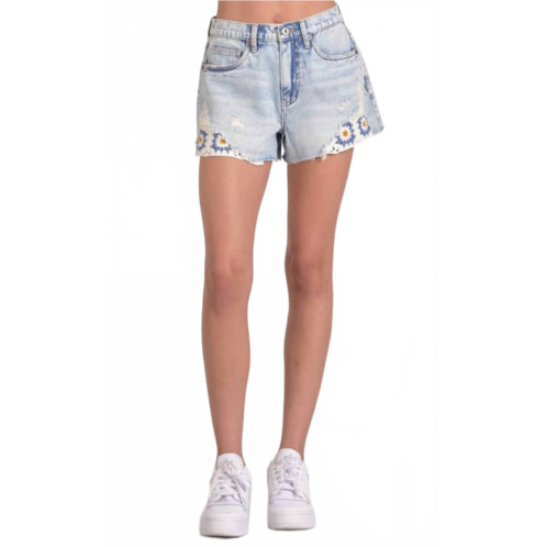 ELAN crochet jean shorts in blue