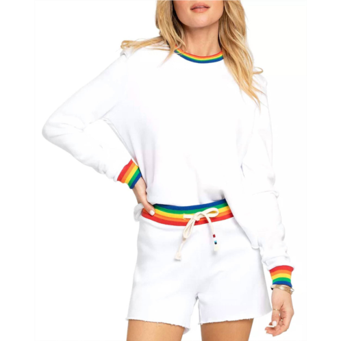 SOL ANGELES rainbow stripe short in white