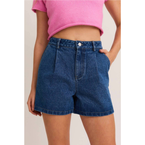 LE LIS alyx pleated denim shorts in blue