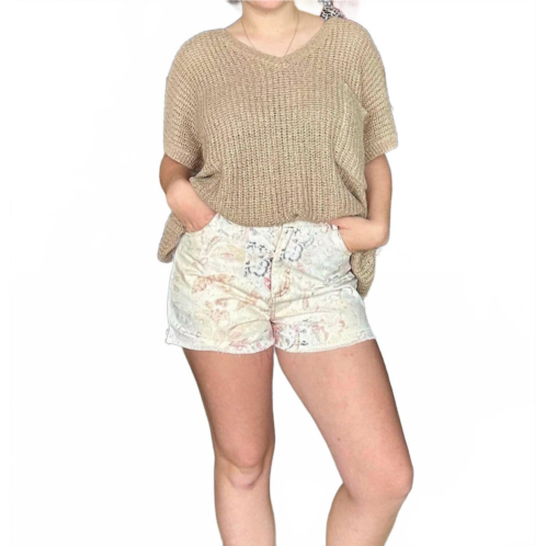 Mystree paisley detail washed shorts in neutral