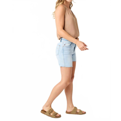 Judy Blue raw hem destroy back jean shorts in blue