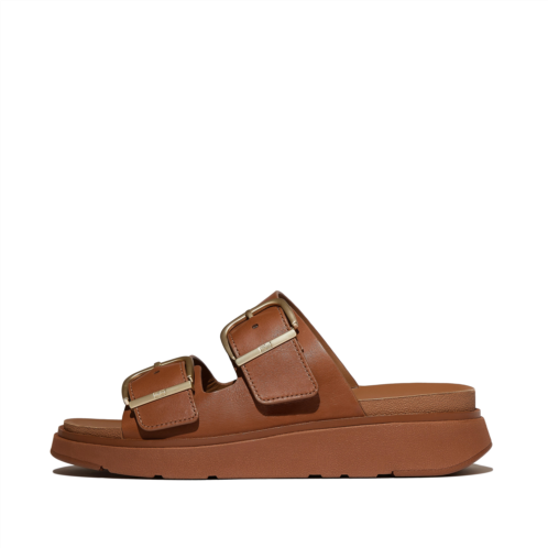 Fitflop Buckle Two-Bar Leather Slides