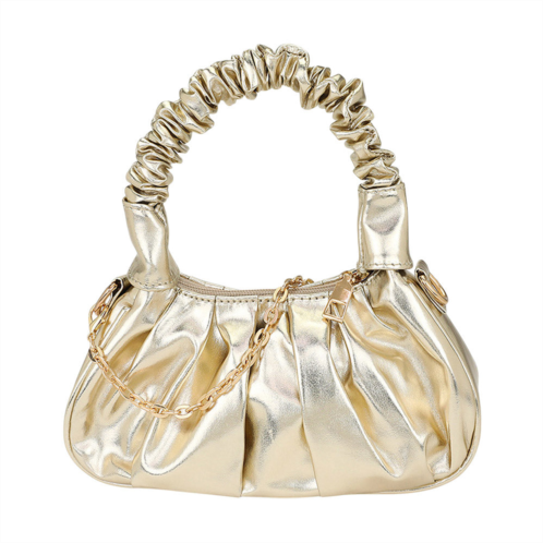 FASHNZFAB metallic faux leather top handle crossbody bag
