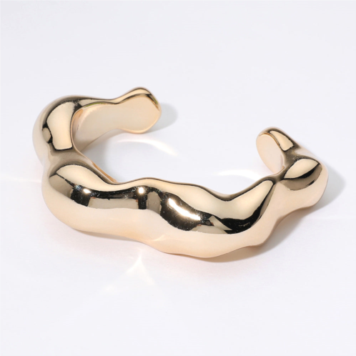 FASHNZFAB metal wavy dome cuff bracelet gold