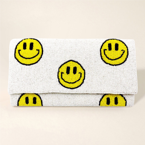 FASHNZFAB smile patterned seed beaded clutch / crossbody bag