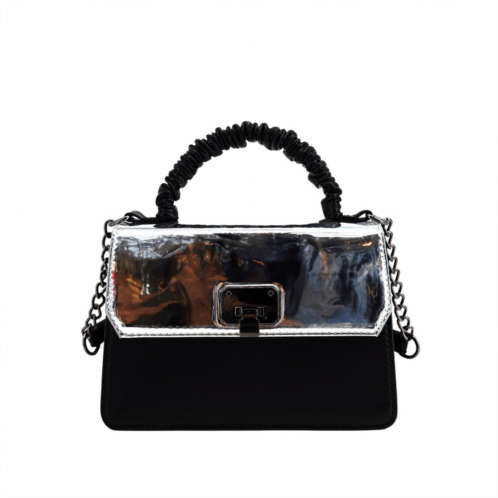 Like Dreams womens blaze metallic vegan crossbody bag in black