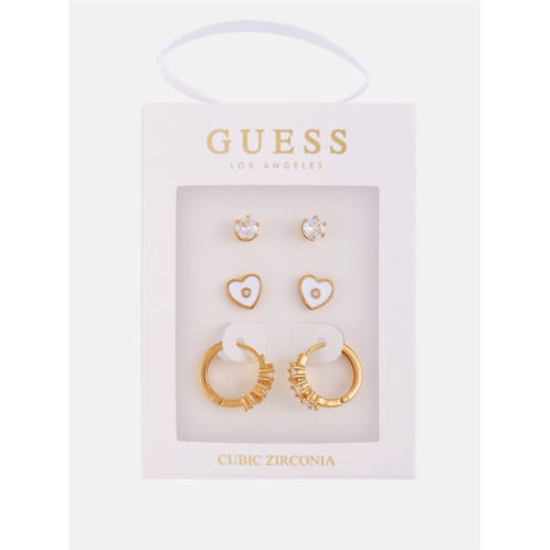 Guess Factory gold-tone studs & huggie earrings box set - 3 pairs