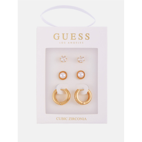 Guess Factory gold-tone studs & huggie earrings box set - 3 pairs