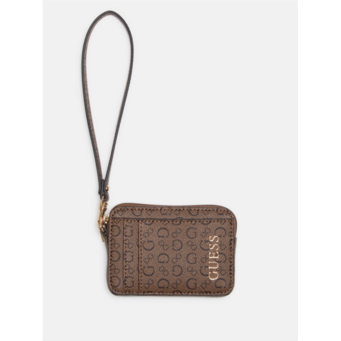 Guess Factory eldoria enlarged logo small zip wristlet wallet