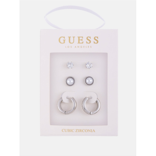 Guess Factory silver-tone studs & huggie earrings box set - 3 pairs