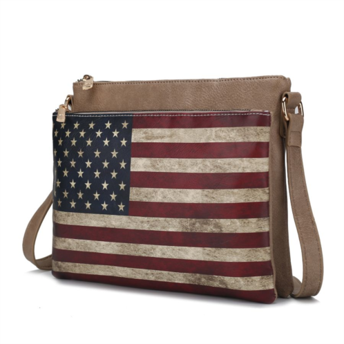MKF Collection by Mia k. madeline printed flag vegan leather womens crossbody bag