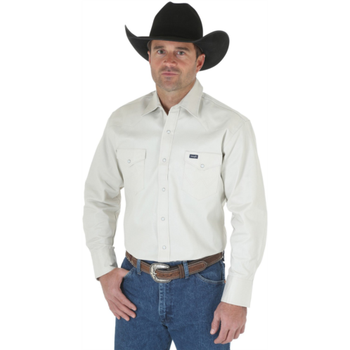 Wrangler Mens Cowboy Cut Long Sleeve Western Work Shirt Lt Beige