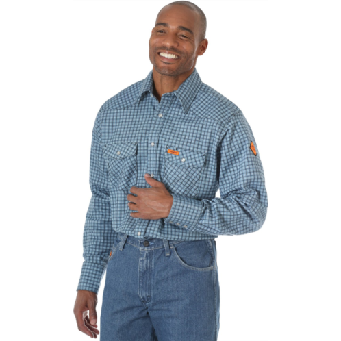 Wrangler Mens Flame Resistant Long Sleeve Western Snap Plaid Shirt