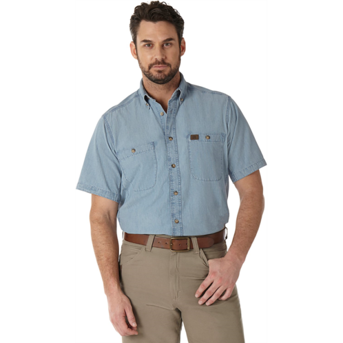 Wrangler Mens Riggs Workwear Chambray Button Down Work Shirt