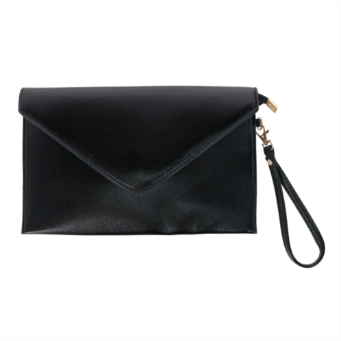 CTM womens glossy metallic envelope wristlet clutch handbag