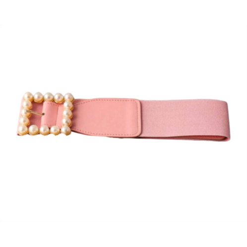 Inspired Fashion womens pearl buckle belt in pink