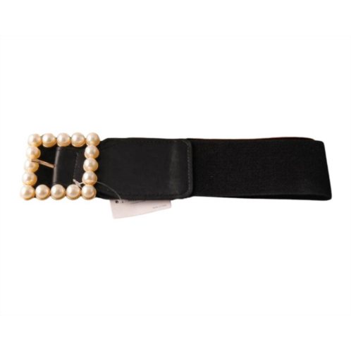 Inspired Fashion womens pearl buckle belt in black
