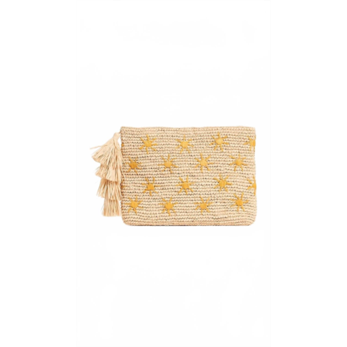 Mar Y Sol womens embroidered sun pattern clutch bag in soleil
