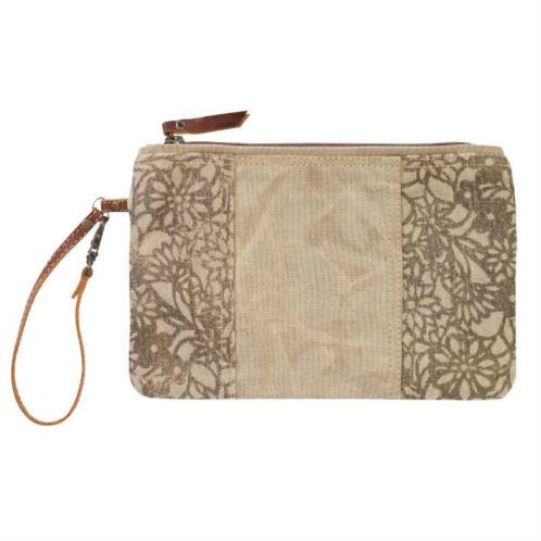 Clea Ray womens floral clutch wristlet in tan