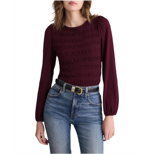 Womens Madewell Bonytail Elbow Sleeve Smocked Top