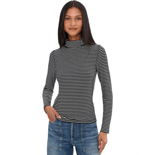 Womens Madewell Stripe Coverstitch Turtleneck Drapey Ray