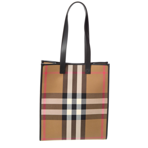 Burberry medium check canvas & leather tote
