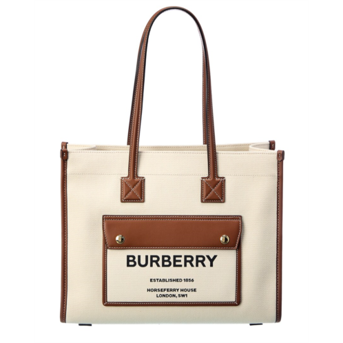 Burberry freya small canvas & leather tote