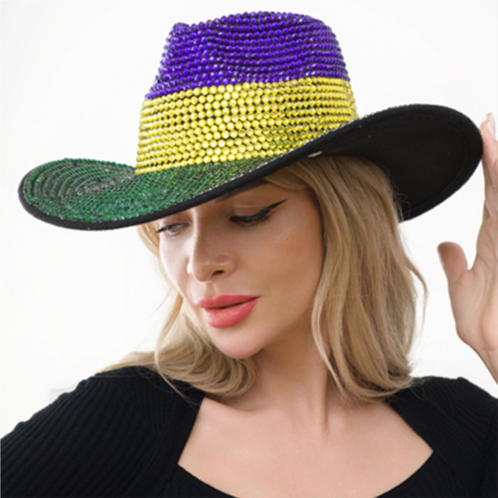 FASHNZFAB bling studded mardi gras western cowboy hat