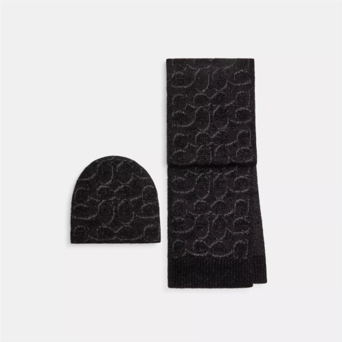 Coach Outlet signature metallic beanie and muffler gift set