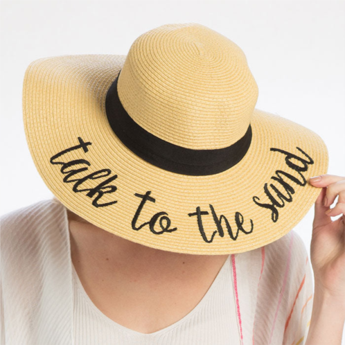 FASHNZFAB take to the sand embroidery straw floppy sun hat