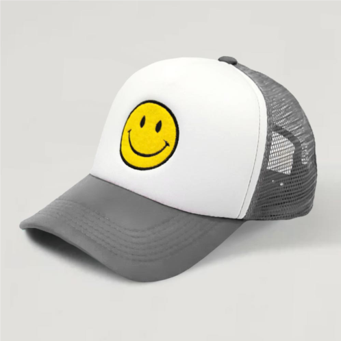 FASHNZFAB smile face patch mesh back baseball trucker cap