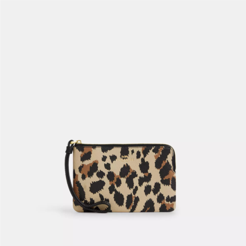 Coach Outlet corner zip wristlet with leopard print